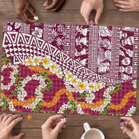 Hawaiian Plumeria Lei Puzzle Kakau Motifs and Palaka Half Style Pink Color LT03 - Polynesian Pride