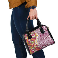 Hawaiian Plumeria Lei Shoulder Handbag Kakau Motifs and Palaka Half Style Pink Color LT03 - Polynesian Pride