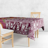 Hawaiian Plumeria Lei Tablecloth Kakau Motifs and Palaka Half Style Pink Color LT03 - Polynesian Pride