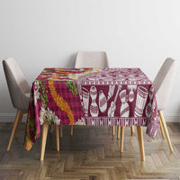 Hawaiian Plumeria Lei Tablecloth Kakau Motifs and Palaka Half Style Pink Color LT03 - Polynesian Pride