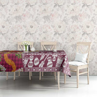 Hawaiian Plumeria Lei Tablecloth Kakau Motifs and Palaka Half Style Pink Color LT03 - Polynesian Pride