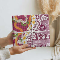 Hawaiian Plumeria Lei Wrapping Paper Kakau Motifs and Palaka Half Style Pink Color - Polynesian Pride