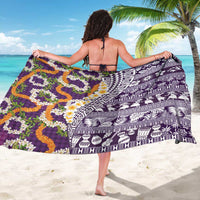 Hawaiian Plumeria Lei Sarong Kakau Motifs and Palaka Half Style Purple Color - Polynesian Pride