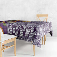 Hawaiian Plumeria Lei Tablecloth Kakau Motifs and Palaka Half Style Purple Color LT03 - Polynesian Pride