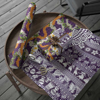 Hawaiian Plumeria Lei Wrapping Paper Kakau Motifs and Palaka Half Style Purple Color - Polynesian Pride