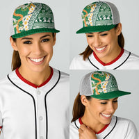 Hawaiian Plumeria Lei Baseball Net Cap Kakau Motifs and Palaka Half Style Green Color LT03 - Polynesian Pride