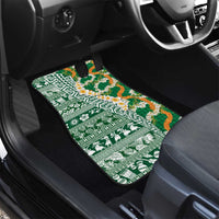 Hawaiian Plumeria Lei Car Mats Kakau Motifs and Palaka Half Style Green Color - Polynesian Pride