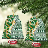 Hawaiian Plumeria Lei Ceramic Ornament Kakau Motifs and Palaka Half Style Green Color - Polynesian Pride