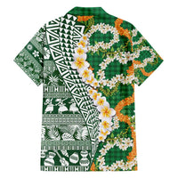 Hawaiian Plumeria Lei Hawaiian Shirt Kakau Motifs and Palaka Half Style Green Color - Polynesian Pride