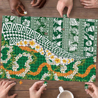 Hawaiian Plumeria Lei Puzzle Kakau Motifs and Palaka Half Style Green Color LT03 - Polynesian Pride