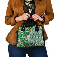 Hawaiian Plumeria Lei Shoulder Handbag Kakau Motifs and Palaka Half Style Green Color LT03 - Polynesian Pride