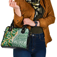 Hawaiian Plumeria Lei Shoulder Handbag Kakau Motifs and Palaka Half Style Green Color LT03 - Polynesian Pride
