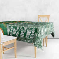 Hawaiian Plumeria Lei Tablecloth Kakau Motifs and Palaka Half Style Green Color LT03 - Polynesian Pride
