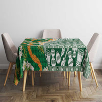 Hawaiian Plumeria Lei Tablecloth Kakau Motifs and Palaka Half Style Green Color LT03 - Polynesian Pride