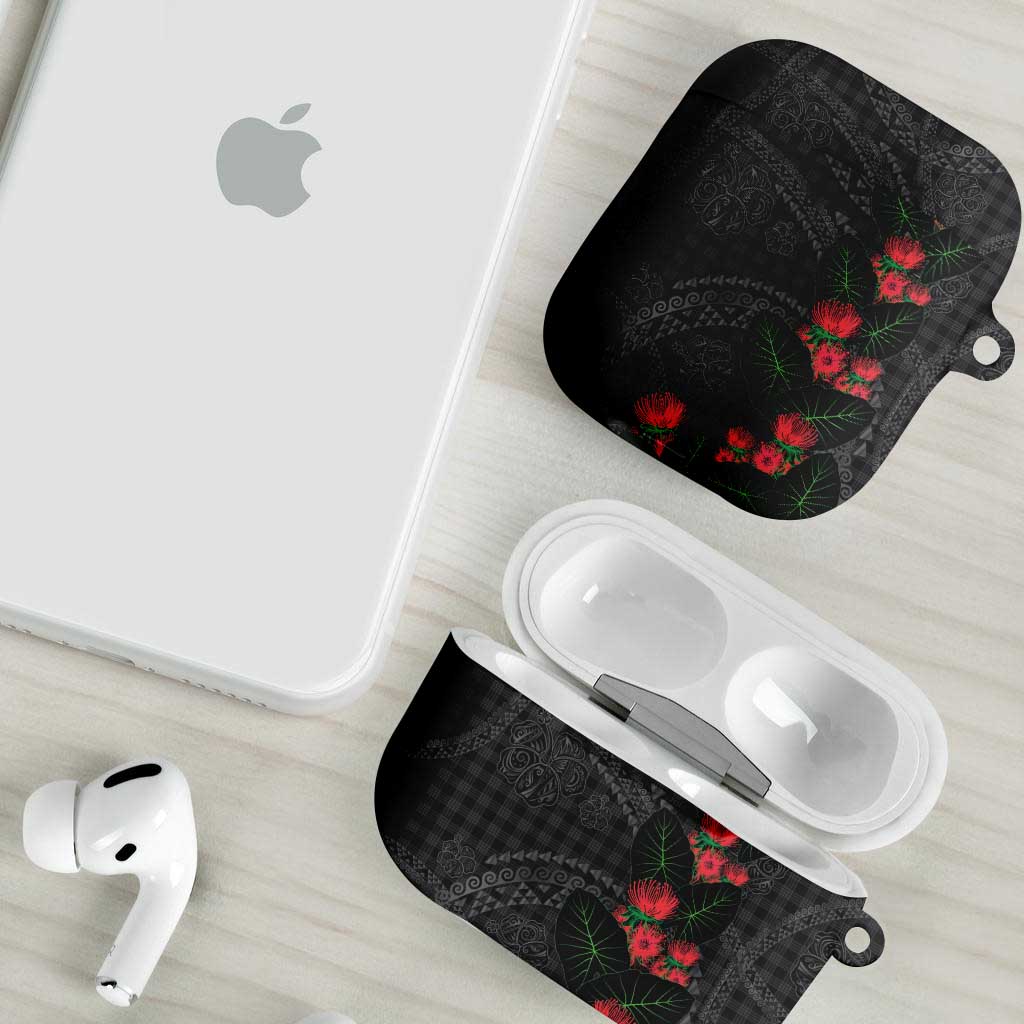 Hawaiian Kakau Art AirPods Case Taro Leaves with Ohia Lehua and Pakala Pattern - Polynesian Pride