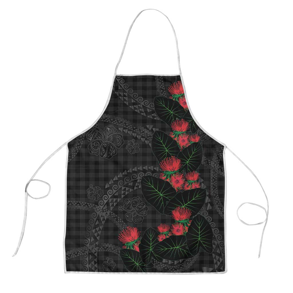 Hawaiian Kakau Art Apron Taro Leaves with Ohia Lehua and Pakala Pattern - Polynesian Pride