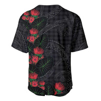Hawaiian Kakau Art Baseball Jersey Taro Leaves with Ohia Lehua and Pakala Pattern - Polynesian Pride