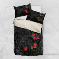 Hawaiian Kakau Art Bedding Set Taro Leaves with Ohia Lehua and Pakala Pattern - Polynesian Pride