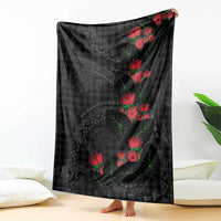 Hawaiian Kakau Art Blanket Taro Leaves with Ohia Lehua and Pakala Pattern - Polynesian Pride
