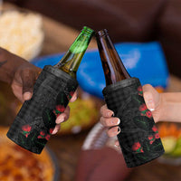 Hawaiian Kakau Art 4 in 1 Can Cooler Tumbler Taro Leaves with Ohia Lehua and Pakala Pattern - Polynesian Pride