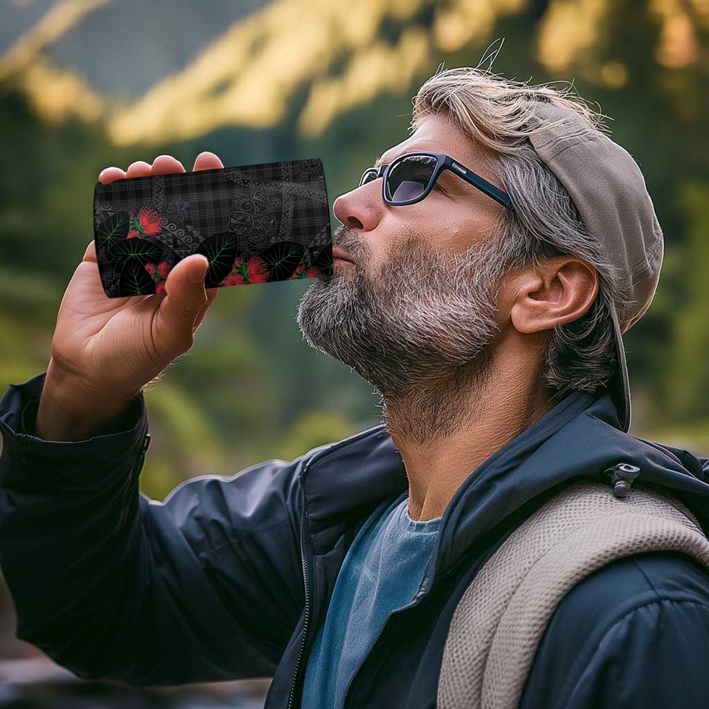 Hawaiian Kakau Art 4 in 1 Can Cooler Tumbler Taro Leaves with Ohia Lehua and Pakala Pattern - Polynesian Pride
