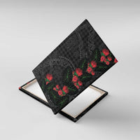 Hawaiian Kakau Art Canvas Wall Art Taro Leaves with Ohia Lehua and Pakala Pattern - Polynesian Pride