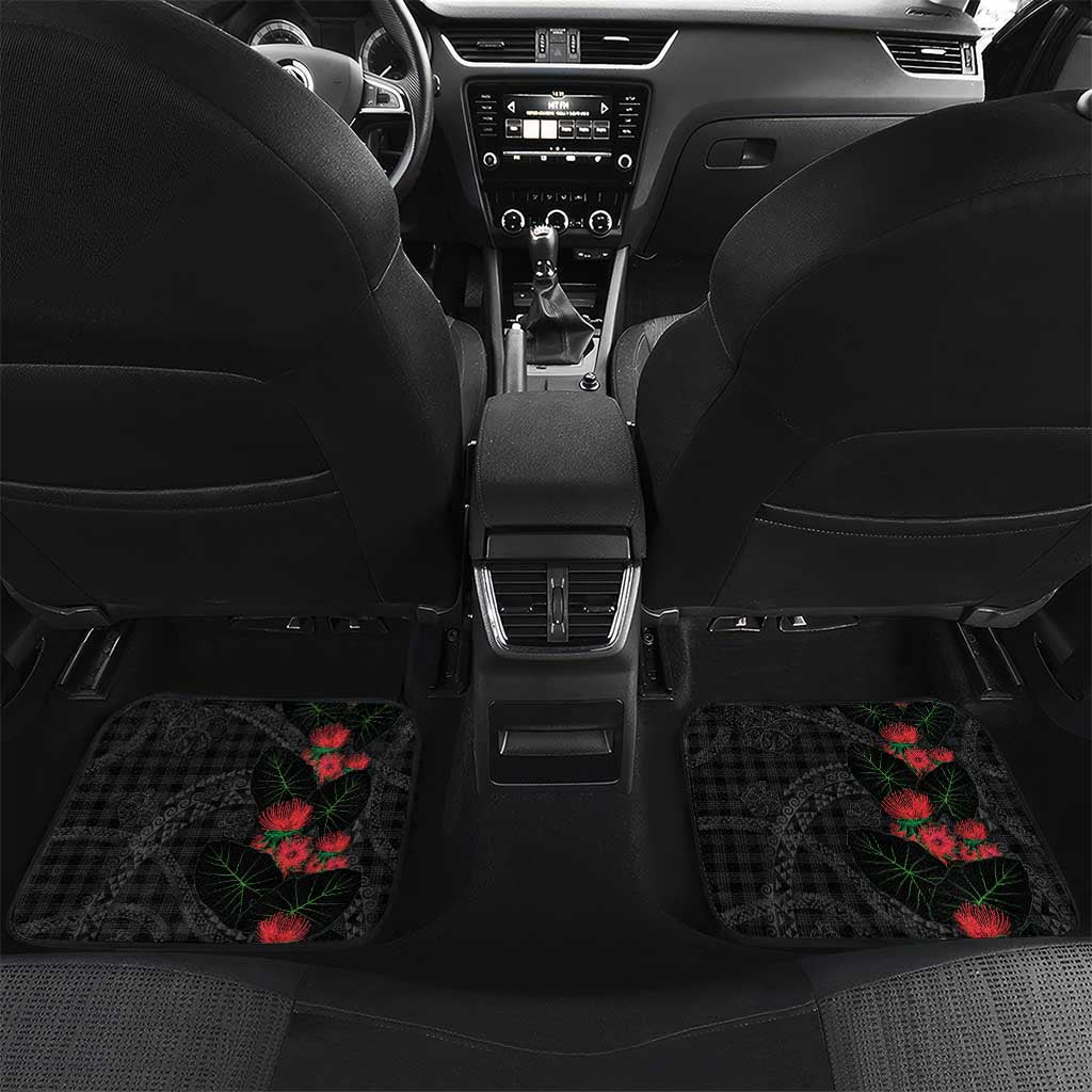 Hawaiian Kakau Art Car Mats Taro Leaves with Ohia Lehua and Pakala Pattern - Polynesian Pride