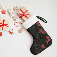 Hawaiian Kakau Art Christmas Stocking Taro Leaves with Ohia Lehua and Pakala Pattern LT03 - Polynesian Pride