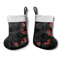 Hawaiian Kakau Art Christmas Stocking Taro Leaves with Ohia Lehua and Pakala Pattern LT03 - Polynesian Pride