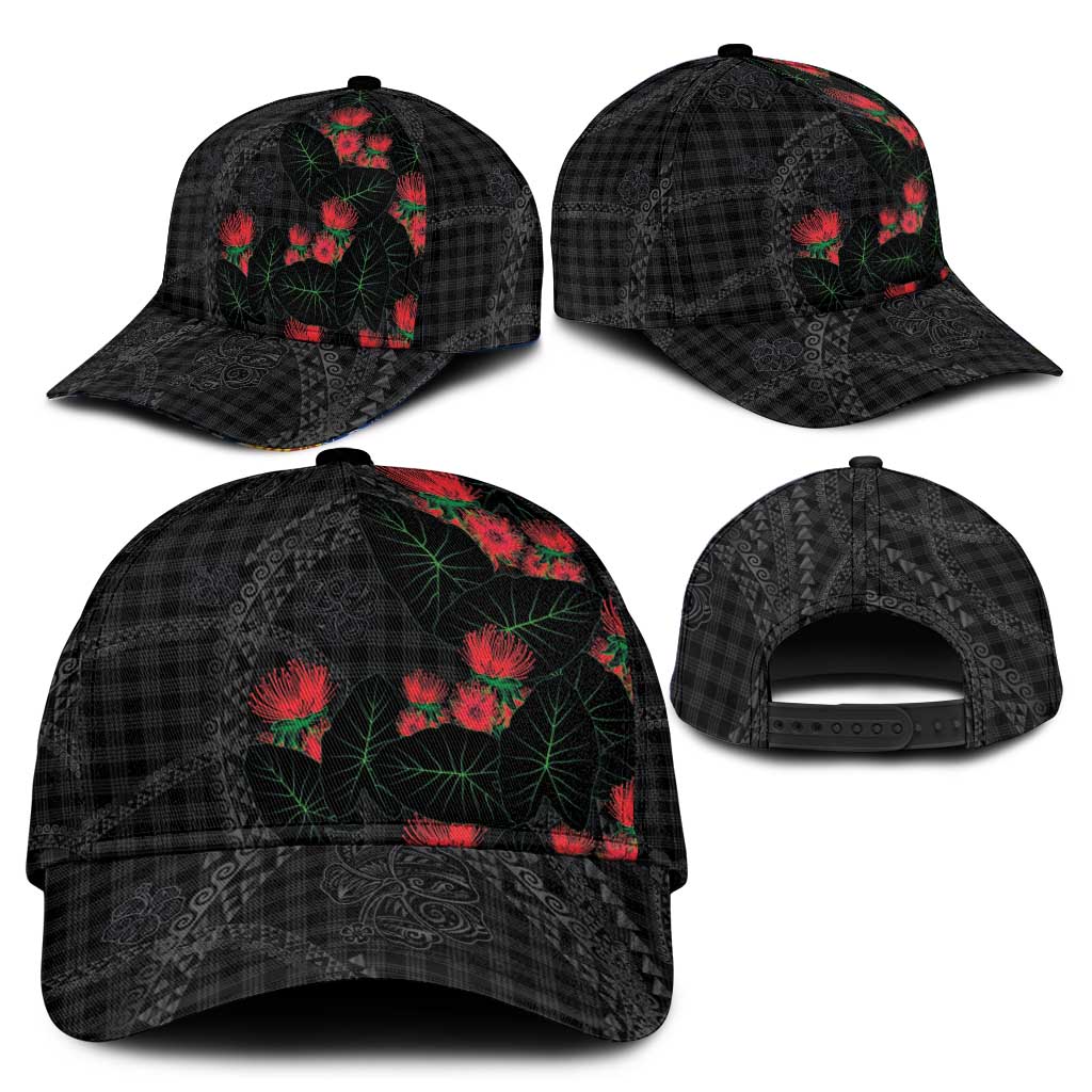 Hawaiian Kakau Art Classic Cap Taro Leaves with Ohia Lehua and Pakala Pattern - Polynesian Pride