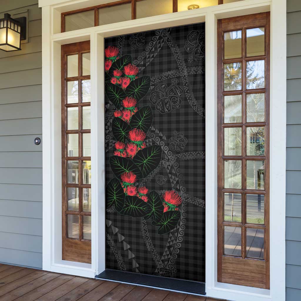 Hawaiian Kakau Art Door Cover Taro Leaves with Ohia Lehua and Pakala Pattern LT03 - Polynesian Pride