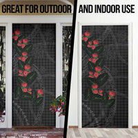 Hawaiian Kakau Art Door Cover Taro Leaves with Ohia Lehua and Pakala Pattern LT03 - Polynesian Pride