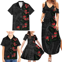 Hawaiian Kakau Art Family Matching Summer Maxi Dress and Hawaiian Shirt Taro Leaves with Ohia Lehua and Pakala Pattern - Polynesian Pride