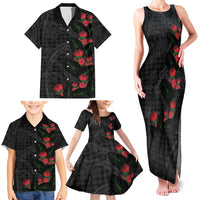 Hawaiian Kakau Art Family Matching Tank Maxi Dress and Hawaiian Shirt Taro Leaves with Ohia Lehua and Pakala Pattern - Polynesian Pride