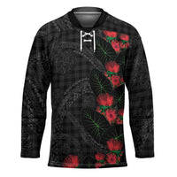 Hawaiian Kakau Art Hockey Jersey Taro Leaves with Ohia Lehua and Pakala Pattern - Polynesian Pride