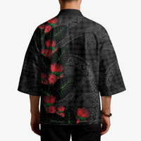 Hawaiian Kakau Art Kimono Taro Leaves with Ohia Lehua and Pakala Pattern - Polynesian Pride