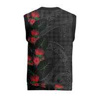 Hawaiian Kakau Art Christmas Knitted V-Neck Vest Taro Leaves with Ohia Lehua and Pakala Pattern - Polynesian Pride
