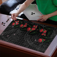 Hawaiian Kakau Art Puzzle Taro Leaves with Ohia Lehua and Pakala Pattern - Polynesian Pride