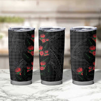 Hawaiian Kakau Art Tumbler Cup Taro Leaves with Ohia Lehua and Pakala Pattern - Polynesian Pride