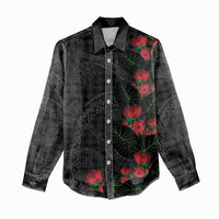 Hawaiian Kakau Art Women Casual Shirt Taro Leaves with Ohia Lehua and Pakala Pattern - Polynesian Pride