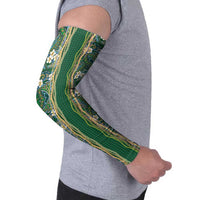 Hawaiian Art Flower Tribal with Lei Arm Sleeves Palaka Pattern Green Color LT03 - Polynesian Pride