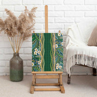 Hawaiian Art Flower Tribal with Lei Canvas Wall Art Palaka Pattern Green Color LT03 - Polynesian Pride