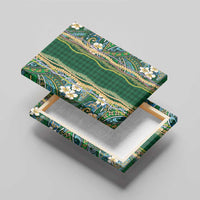Hawaiian Art Flower Tribal with Lei Canvas Wall Art Palaka Pattern Green Color LT03 - Polynesian Pride