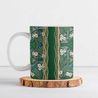 Hawaiian Art Flower Tribal with Lei Ceramic Mug Palaka Pattern Green Color LT03 Green - Polynesian Pride