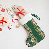 Hawaiian Art Flower Tribal with Lei Christmas Stocking Palaka Pattern Green Color - Polynesian Pride