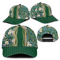 Hawaiian Art Flower Tribal with Lei Classic Cap Palaka Pattern Green Color LT03 - Polynesian Pride