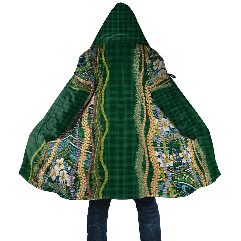 Hawaiian Art Flower Tribal with Lei Cloak Palaka Pattern Green Color LT03 Unisex Green - Polynesian Pride