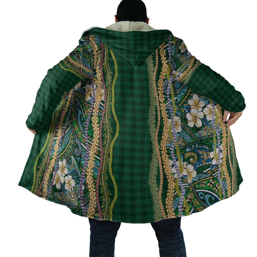 Hawaiian Art Flower Tribal with Lei Cloak Palaka Pattern Green Color LT03 - Polynesian Pride