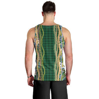 Hawaiian Art Flower Tribal with Lei Men Tank Top Palaka Pattern Green Color LT03 - Polynesian Pride