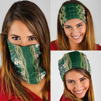 Hawaiian Art Flower Tribal with Lei Neck Gaiter Palaka Pattern Green Color LT03 - Polynesian Pride